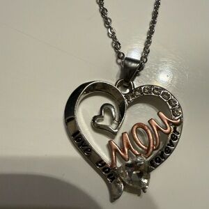 Silver and Gold Heart Pendant Necklace